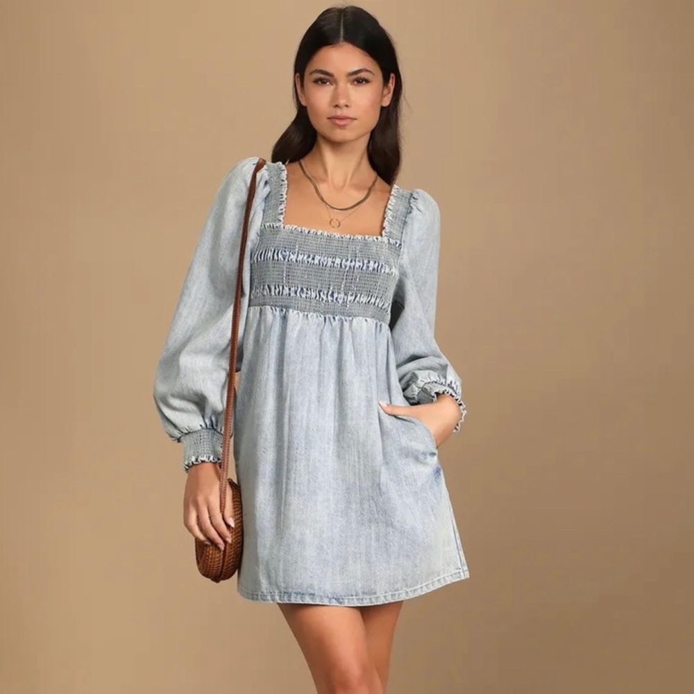 Lulus Smocked Denim Dress